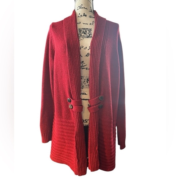 AB Studio Red Knit Sweater - Picture 1 of 7